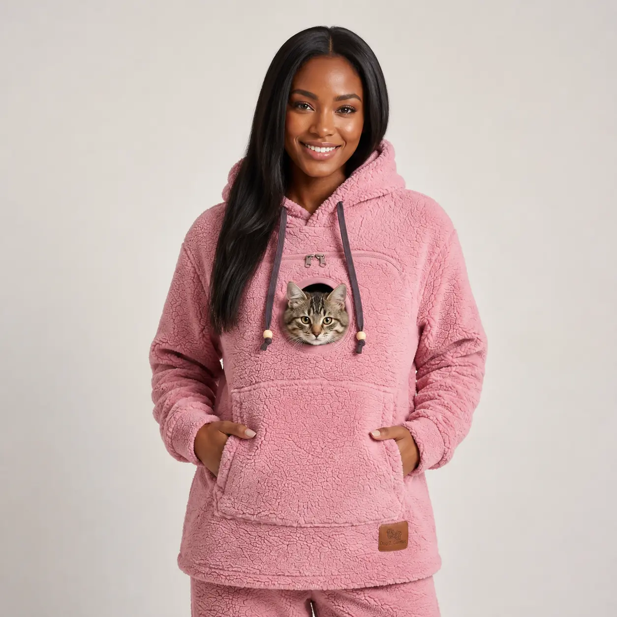 CozyPaw hoodie in Rose Pink