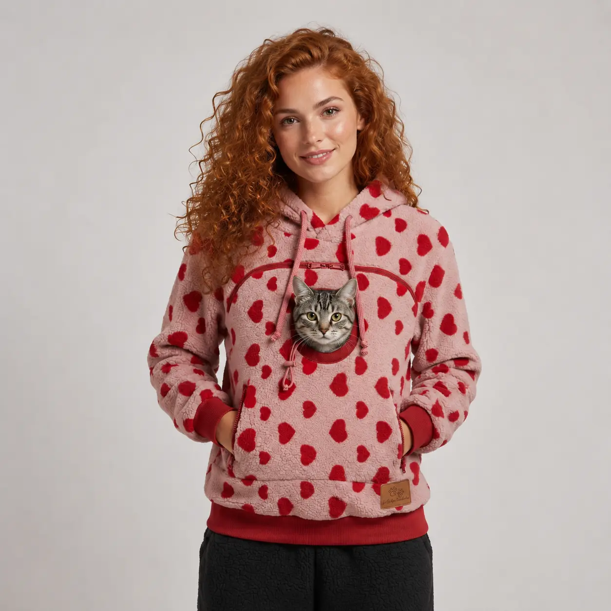 CozyPaw hoodie in Blush Hearts
