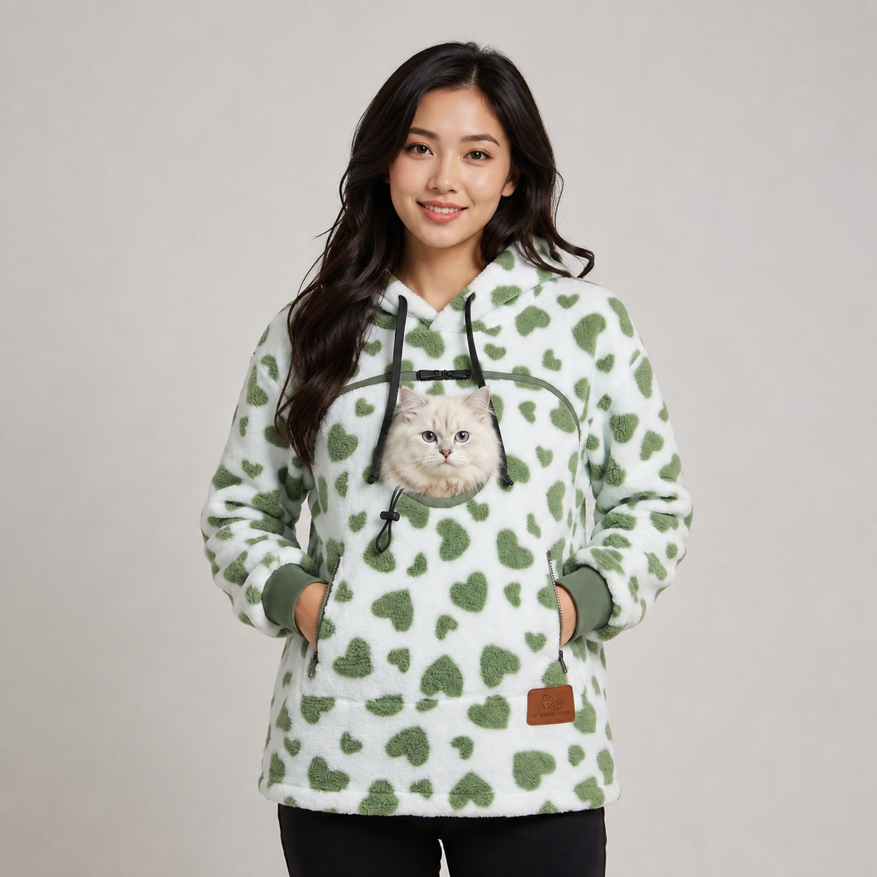 CozyPaw hoodie in Sage Hearts